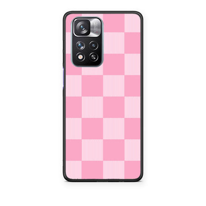 Θήκη Xiaomi Redmi Note 11 Pro+ 5G Pink and White Striped Checks από τη Smartfits με σχέδιο στο πίσω μέρος και μαύρο περίβλημα | Xiaomi Redmi Note 11 Pro+ 5G Pink and White Striped Checks case with colorful back and black bezels