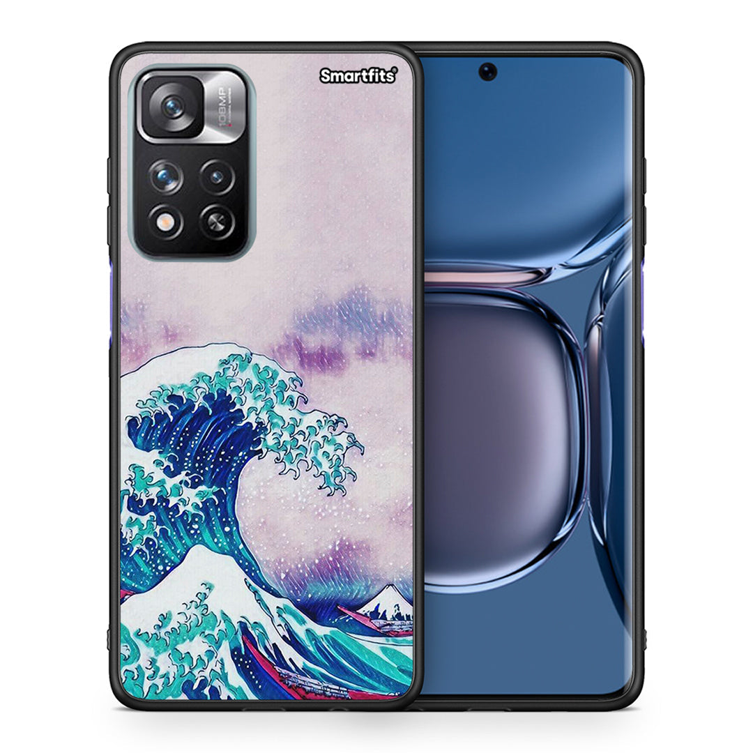 Θήκη Xiaomi Redmi Note 11 Pro/11 Pro+ Blue Waves από τη Smartfits με σχέδιο στο πίσω μέρος και μαύρο περίβλημα | Xiaomi Redmi Note 11 Pro/11 Pro+ Blue Waves case with colorful back and black bezels