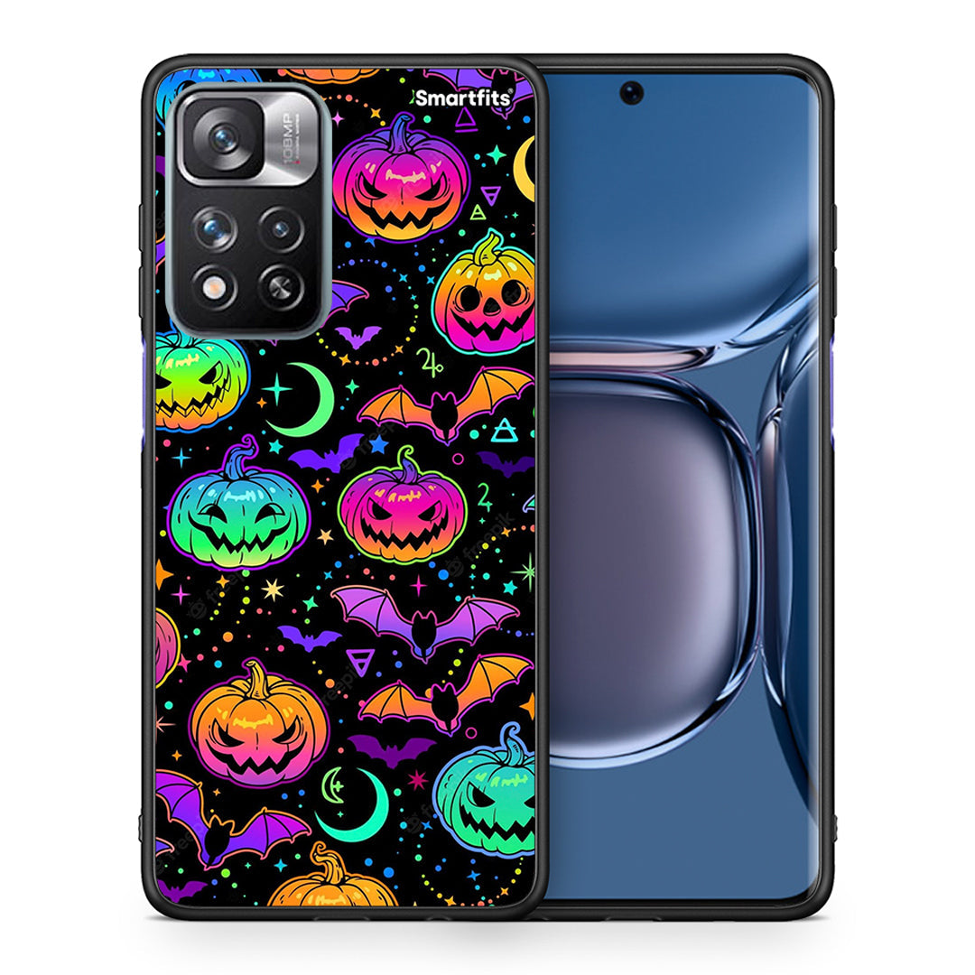 Θήκη Xiaomi Redmi Note 11 Pro/11 Pro+ Neon Halloween από τη Smartfits με σχέδιο στο πίσω μέρος και μαύρο περίβλημα | Xiaomi Redmi Note 11 Pro/11 Pro+ Neon Halloween case with colorful back and black bezels