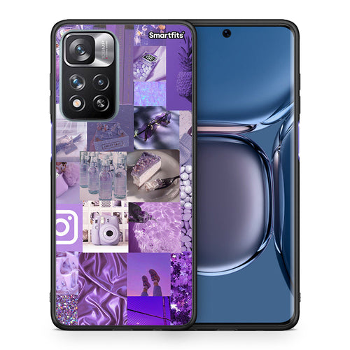 Θήκη Xiaomi Redmi Note 11 Pro/11 Pro+ Purple Aesthetic Collage από τη Smartfits με σχέδιο στο πίσω μέρος και μαύρο περίβλημα | Xiaomi Redmi Note 11 Pro/11 Pro+ Purple Aesthetic Collage case with colorful back and black bezels