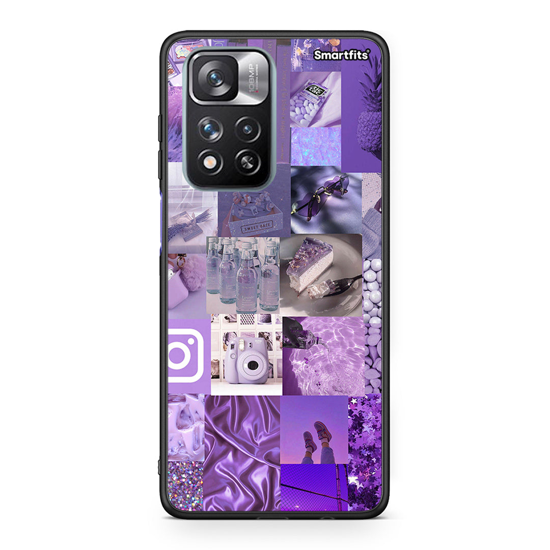 Xiaomi Redmi Note 11 Pro/11 Pro+ Purple Aesthetic Collage θήκη από τη Smartfits με σχέδιο στο πίσω μέρος και μαύρο περίβλημα | Smartphone case with colorful back and black bezels by Smartfits