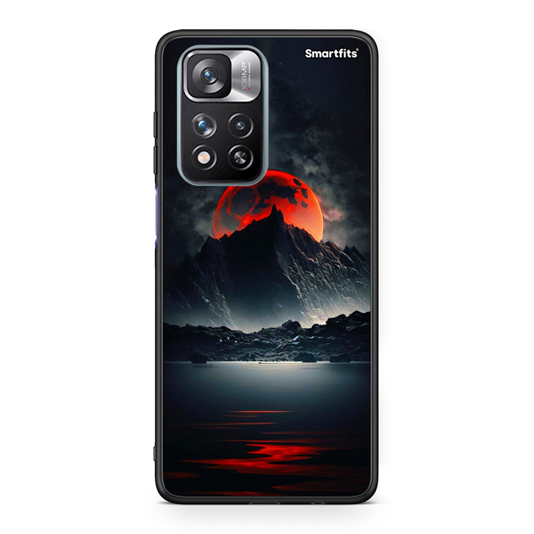 Xiaomi Redmi Note 11 Pro/11 Pro+ Red Full Moon θήκη από τη Smartfits με σχέδιο στο πίσω μέρος και μαύρο περίβλημα | Smartphone case with colorful back and black bezels by Smartfits