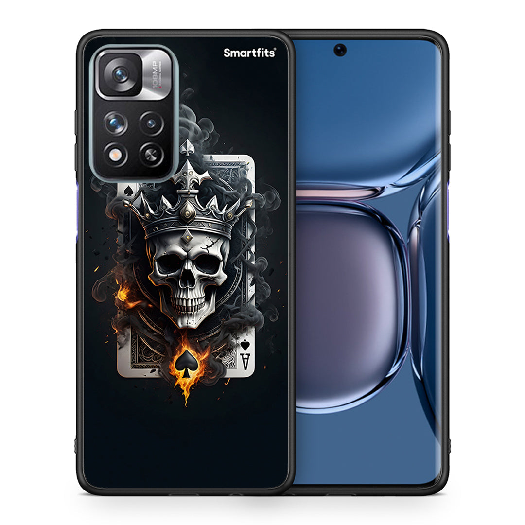 Θήκη Xiaomi Redmi Note 11 Pro/11 Pro+ Skull King Ace από τη Smartfits με σχέδιο στο πίσω μέρος και μαύρο περίβλημα | Xiaomi Redmi Note 11 Pro/11 Pro+ Skull King Ace case with colorful back and black bezels