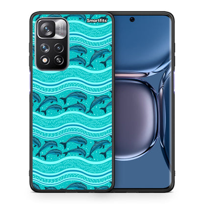 Θήκη Xiaomi Redmi Note 11 Pro/11 Pro+ Swimming Dolphins από τη Smartfits με σχέδιο στο πίσω μέρος και μαύρο περίβλημα | Xiaomi Redmi Note 11 Pro/11 Pro+ Swimming Dolphins case with colorful back and black bezels