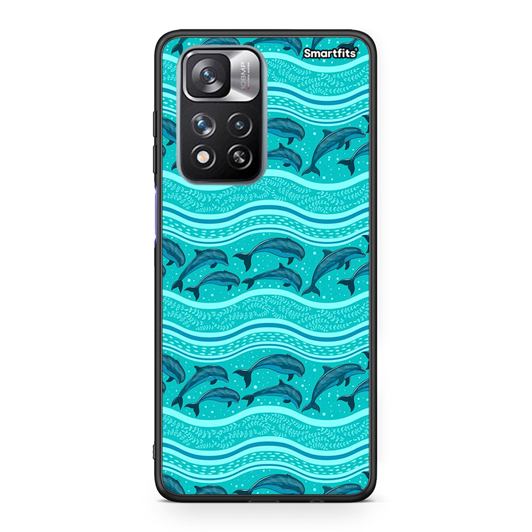 Xiaomi Redmi Note 11 Pro/11 Pro+ Swimming Dolphins θήκη από τη Smartfits με σχέδιο στο πίσω μέρος και μαύρο περίβλημα | Smartphone case with colorful back and black bezels by Smartfits