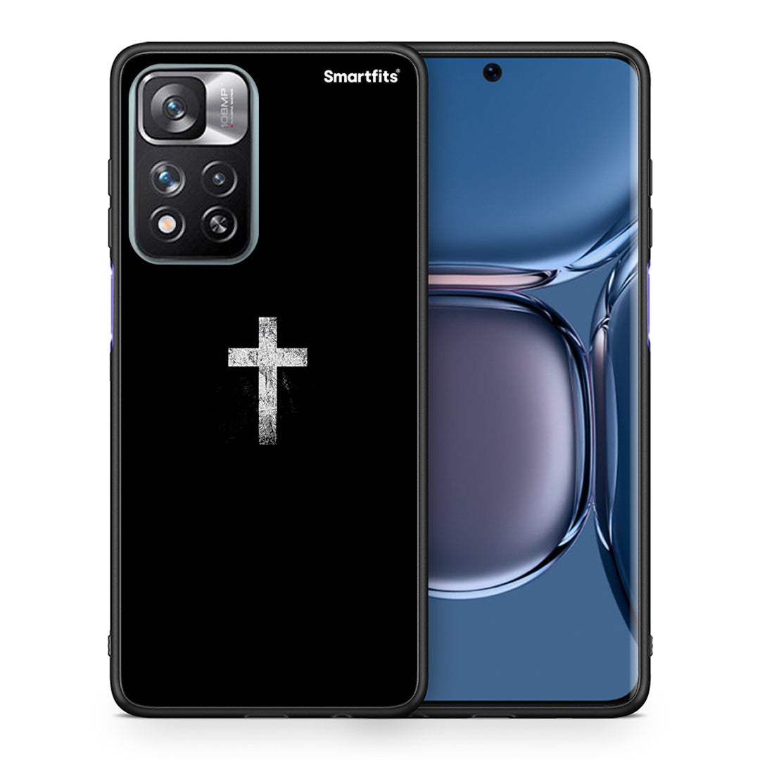 Θήκη Xiaomi Redmi Note 11 Pro/11 Pro+ White Cross από τη Smartfits με σχέδιο στο πίσω μέρος και μαύρο περίβλημα | Xiaomi Redmi Note 11 Pro/11 Pro+ White Cross case with colorful back and black bezels