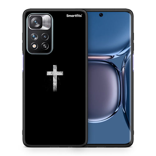 Θήκη Xiaomi Redmi Note 11 Pro/11 Pro+ White Cross από τη Smartfits με σχέδιο στο πίσω μέρος και μαύρο περίβλημα | Xiaomi Redmi Note 11 Pro/11 Pro+ White Cross case with colorful back and black bezels