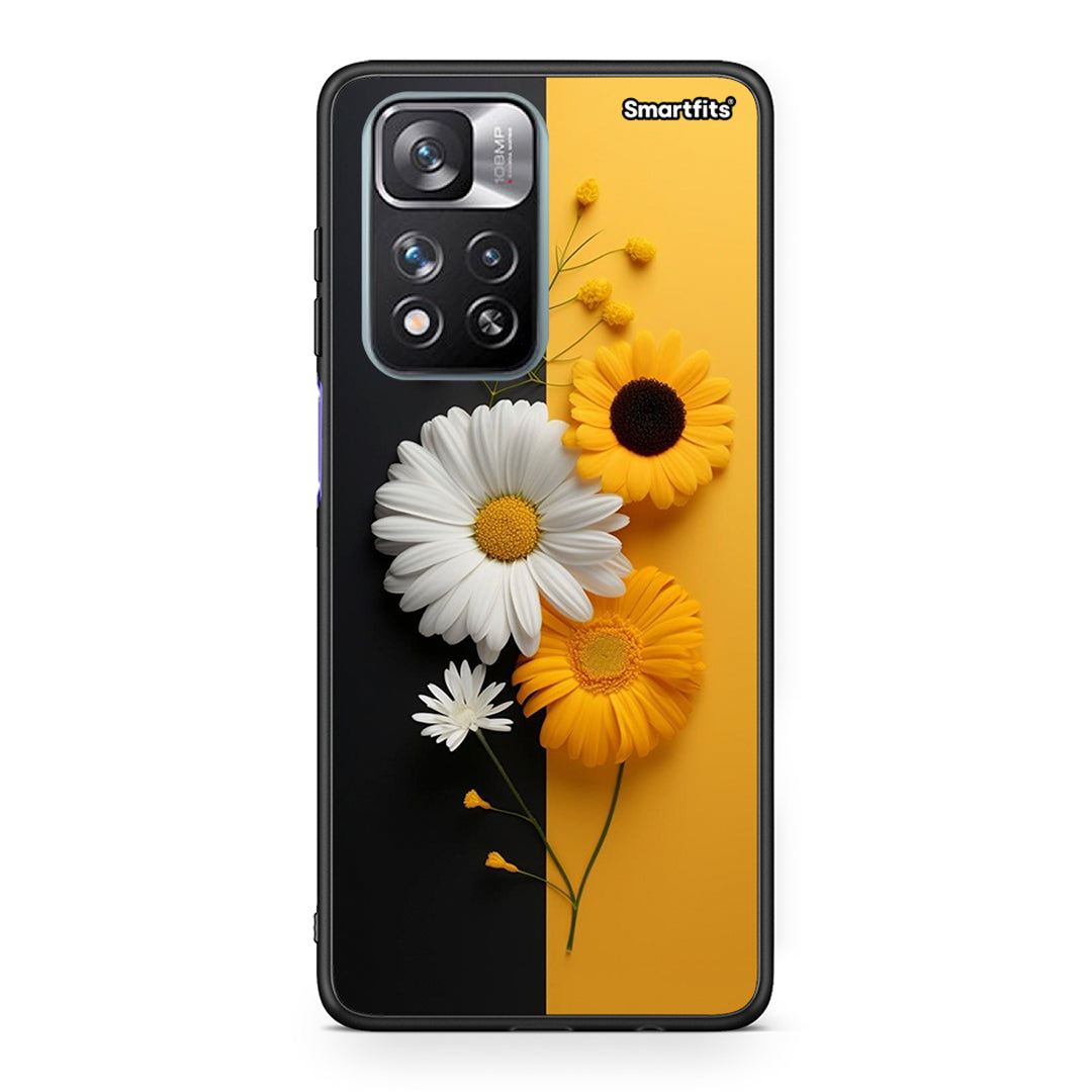 Xiaomi Redmi Note 11 Pro/11 Pro+ Yellow Daisies θήκη από τη Smartfits με σχέδιο στο πίσω μέρος και μαύρο περίβλημα | Smartphone case with colorful back and black bezels by Smartfits