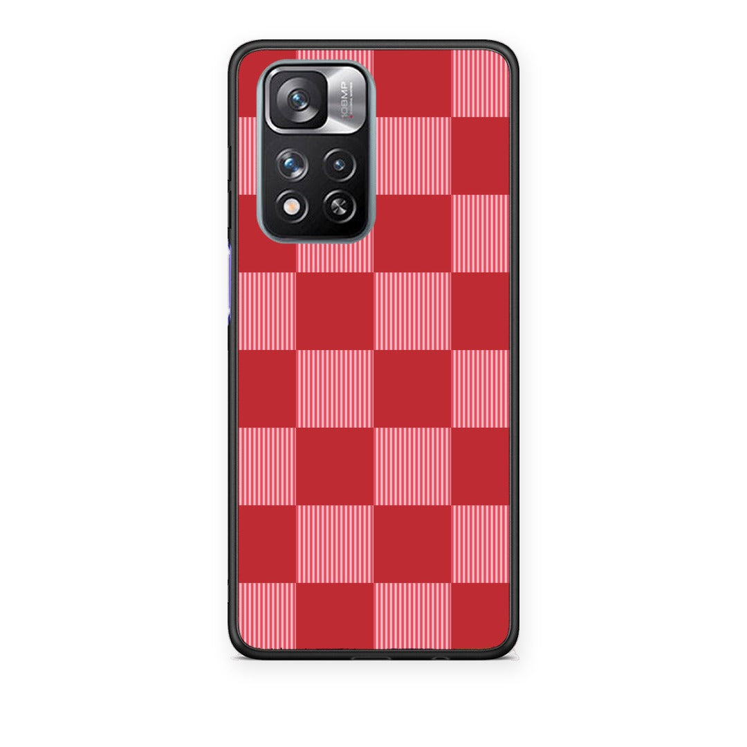 Θήκη Xiaomi Redmi Note 11 Pro+ 5G Red and Pink Striped Checks από τη Smartfits με σχέδιο στο πίσω μέρος και μαύρο περίβλημα | Xiaomi Redmi Note 11 Pro+ 5G Red and Pink Striped Checks case with colorful back and black bezels