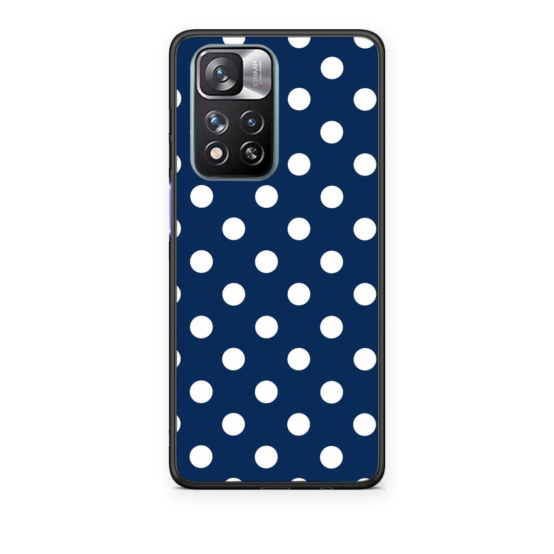 Θήκη Xiaomi Redmi Note 11 Pro+ 5G White Large Polka Dots on Navy από τη Smartfits με σχέδιο στο πίσω μέρος και μαύρο περίβλημα | Xiaomi Redmi Note 11 Pro+ 5G White Large Polka Dots on Navy case with colorful back and black bezels