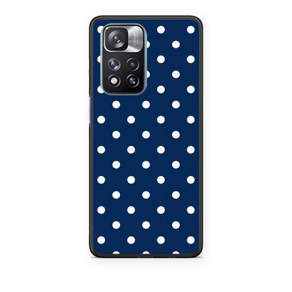 Θήκη Xiaomi Redmi Note 11 Pro+ 5G White Small Polka Dots on Navy από τη Smartfits με σχέδιο στο πίσω μέρος και μαύρο περίβλημα | Xiaomi Redmi Note 11 Pro+ 5G White Small Polka Dots on Navy case with colorful back and black bezels