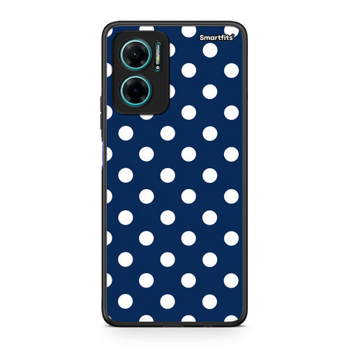 Θήκη Xiaomi Redmi Note 11E White Large Polka Dots on Navy από τη Smartfits με σχέδιο στο πίσω μέρος και μαύρο περίβλημα | Xiaomi Redmi Note 11E White Large Polka Dots on Navy case with colorful back and black bezels