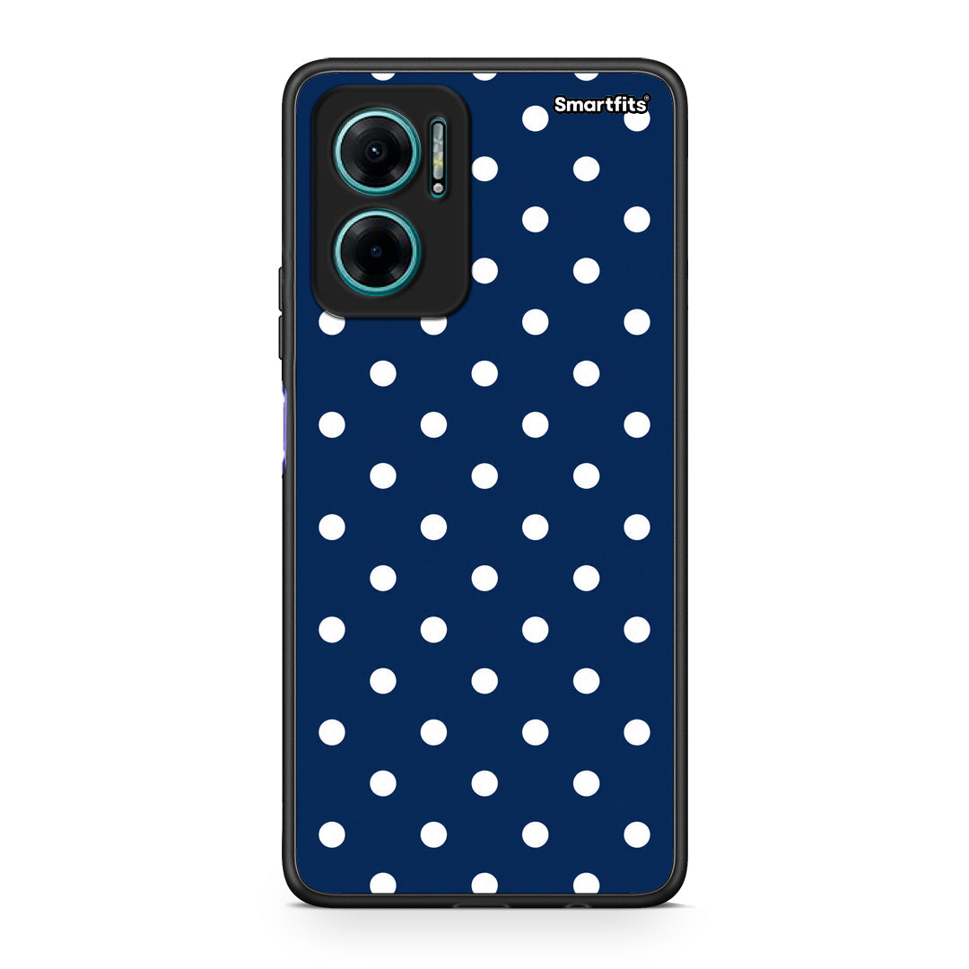 Θήκη Xiaomi Redmi Note 11E White Small Polka Dots on Navy από τη Smartfits με σχέδιο στο πίσω μέρος και μαύρο περίβλημα | Xiaomi Redmi Note 11E White Small Polka Dots on Navy case with colorful back and black bezels