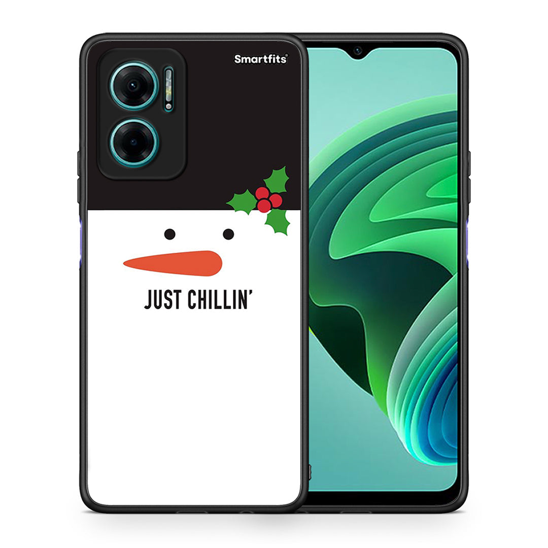 Θήκη Xiaomi Redmi Note 11E Christmas Chillin από τη Smartfits με σχέδιο στο πίσω μέρος και μαύρο περίβλημα | Xiaomi Redmi Note 11E Christmas Chillin case with colorful back and black bezels