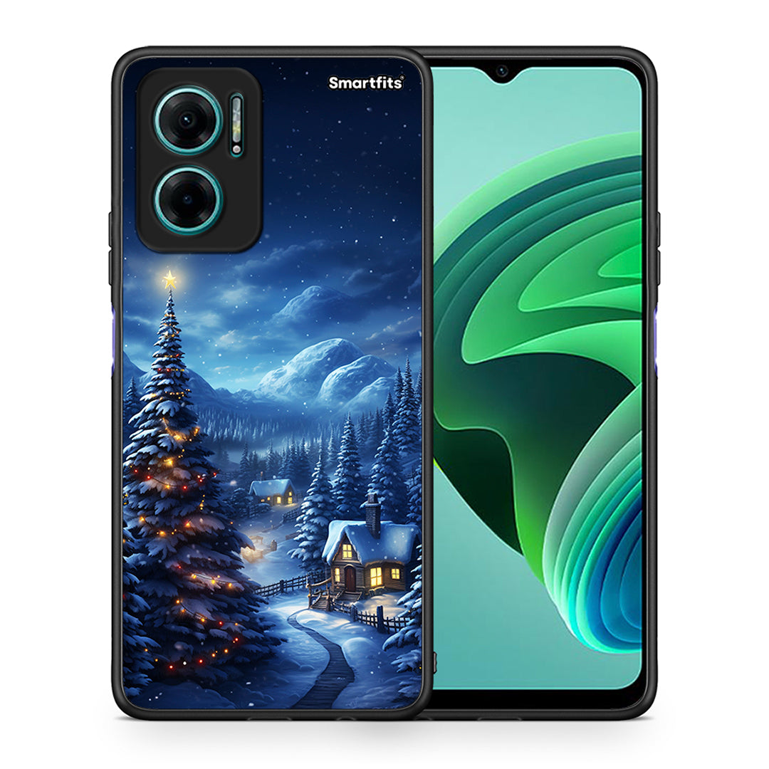 Θήκη Xiaomi Redmi Note 11E Christmas Scenery από τη Smartfits με σχέδιο στο πίσω μέρος και μαύρο περίβλημα | Xiaomi Redmi Note 11E Christmas Scenery case with colorful back and black bezels