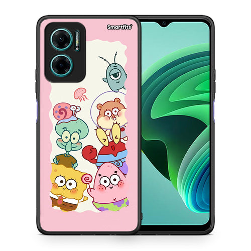 Θήκη Xiaomi Redmi Note 11E Cute Companion από τη Smartfits με σχέδιο στο πίσω μέρος και μαύρο περίβλημα | Xiaomi Redmi Note 11E Cute Companion case with colorful back and black bezels
