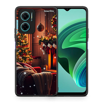 Θήκη Xiaomi Redmi Note 11E Home For Christmas από τη Smartfits με σχέδιο στο πίσω μέρος και μαύρο περίβλημα | Xiaomi Redmi Note 11E Home For Christmas case with colorful back and black bezels
