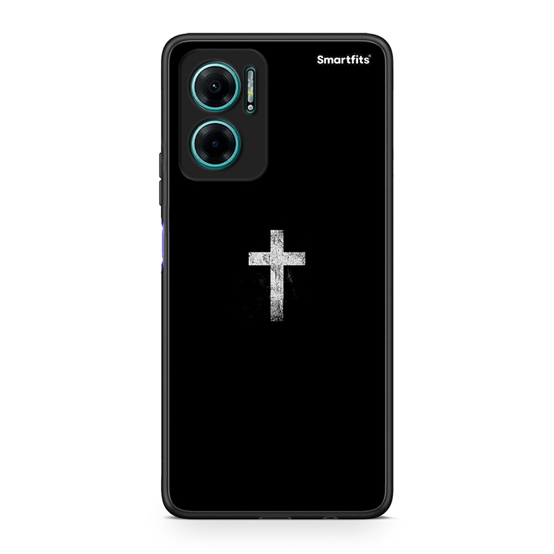 Xiaomi Redmi Note 11E White Cross θήκη από τη Smartfits με σχέδιο στο πίσω μέρος και μαύρο περίβλημα | Smartphone case with colorful back and black bezels by Smartfits