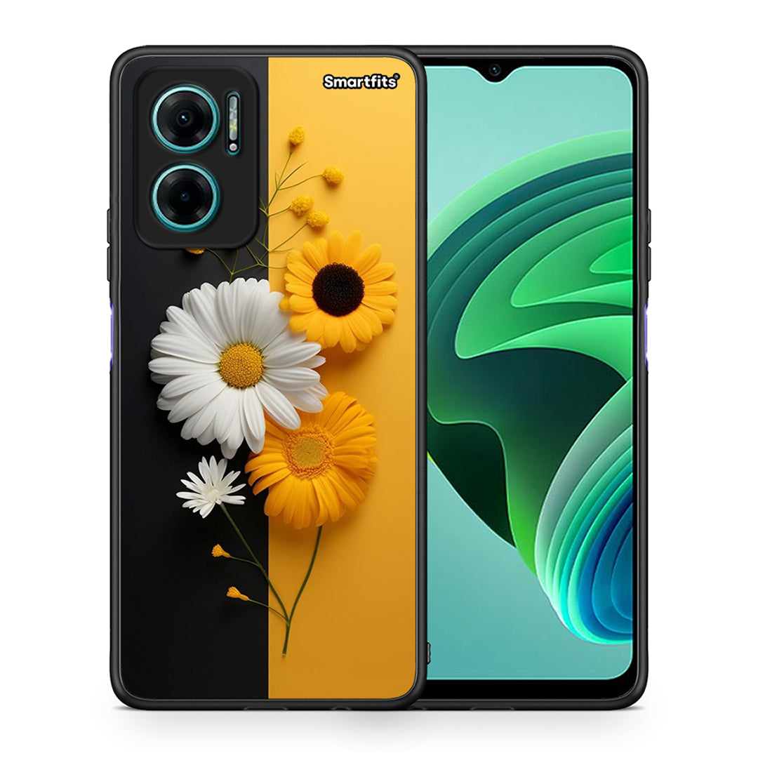 Θήκη Xiaomi Redmi Note 11E Yellow Daisies από τη Smartfits με σχέδιο στο πίσω μέρος και μαύρο περίβλημα | Xiaomi Redmi Note 11E Yellow Daisies case with colorful back and black bezels