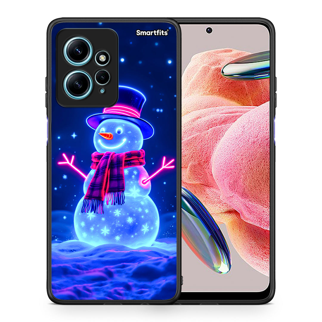 Θήκη Xiaomi Redmi Note 12 4G / Redmi K60 Pro Christmas Neon Snowman από τη Smartfits με σχέδιο στο πίσω μέρος και μαύρο περίβλημα | Xiaomi Redmi Note 12 4G / Redmi K60 Pro Christmas Neon Snowman Case with Colorful Back and Black Bezels