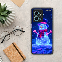 Thumbnail for Θήκη Xiaomi Redmi Note 12 4G / Redmi K60 Pro Christmas Neon Snowman από τη Smartfits με σχέδιο στο πίσω μέρος και μαύρο περίβλημα | Xiaomi Redmi Note 12 4G / Redmi K60 Pro Christmas Neon Snowman Case with Colorful Back and Black Bezels