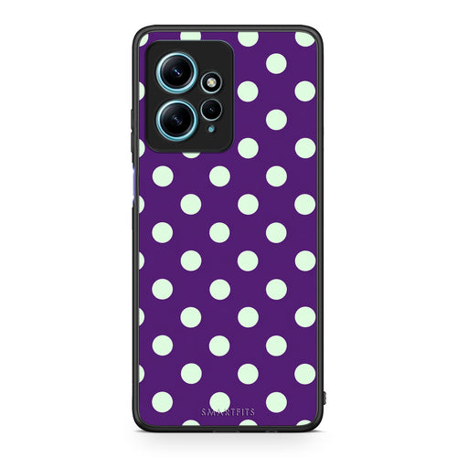 Θήκη Xiaomi Redmi Note 12 4G Mint Polka Dots on Purple από τη Smartfits με σχέδιο στο πίσω μέρος και μαύρο περίβλημα | Xiaomi Redmi Note 12 4G Mint Polka Dots on Purple case with colorful back and black bezels