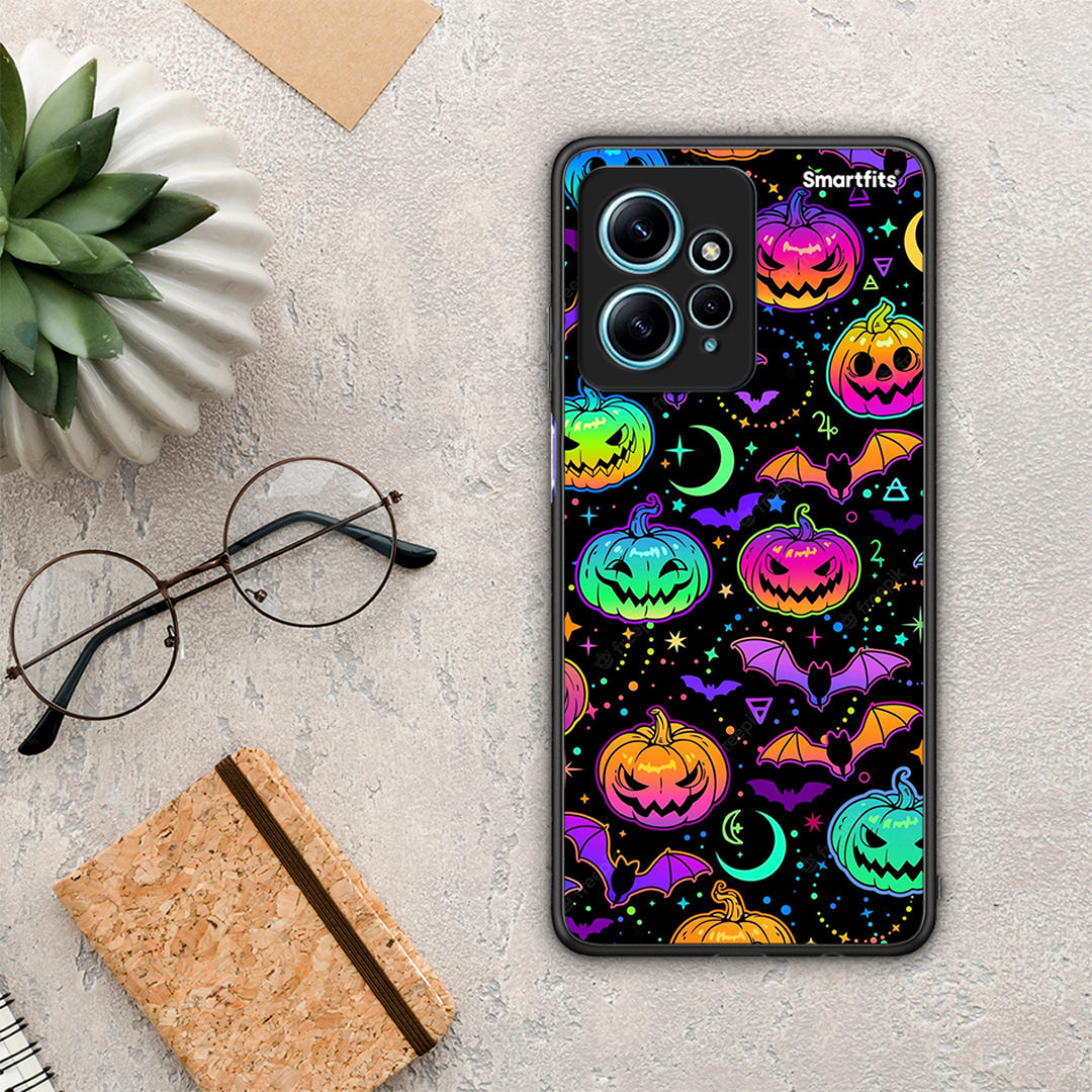 Θήκη Xiaomi Redmi Note 12 4G / Redmi K60 Pro Neon Halloween από τη Smartfits με σχέδιο στο πίσω μέρος και μαύρο περίβλημα | Xiaomi Redmi Note 12 4G / Redmi K60 Pro Neon Halloween Case with Colorful Back and Black Bezels
