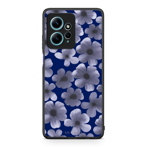 Θήκη Xiaomi Redmi Note 12 4G Pale Blue Flowers on Navy από τη Smartfits με σχέδιο στο πίσω μέρος και μαύρο περίβλημα | Xiaomi Redmi Note 12 4G Pale Blue Flowers on Navy case with colorful back and black bezels