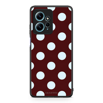 Θήκη Xiaomi Redmi Note 12 4G Pale Blue Large Polka Dots on Burgundy από τη Smartfits με σχέδιο στο πίσω μέρος και μαύρο περίβλημα | Xiaomi Redmi Note 12 4G Pale Blue Large Polka Dots on Burgundy case with colorful back and black bezels