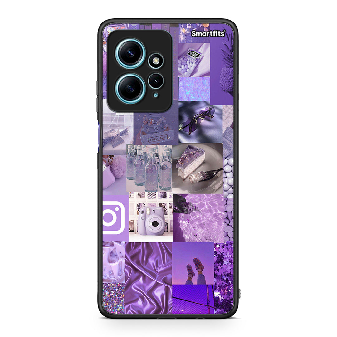 Θήκη Xiaomi Redmi Note 12 4G / Redmi K60 Pro Purple Aesthetic Collage από τη Smartfits με σχέδιο στο πίσω μέρος και μαύρο περίβλημα | Xiaomi Redmi Note 12 4G / Redmi K60 Pro Purple Aesthetic Collage Case with Colorful Back and Black Bezels