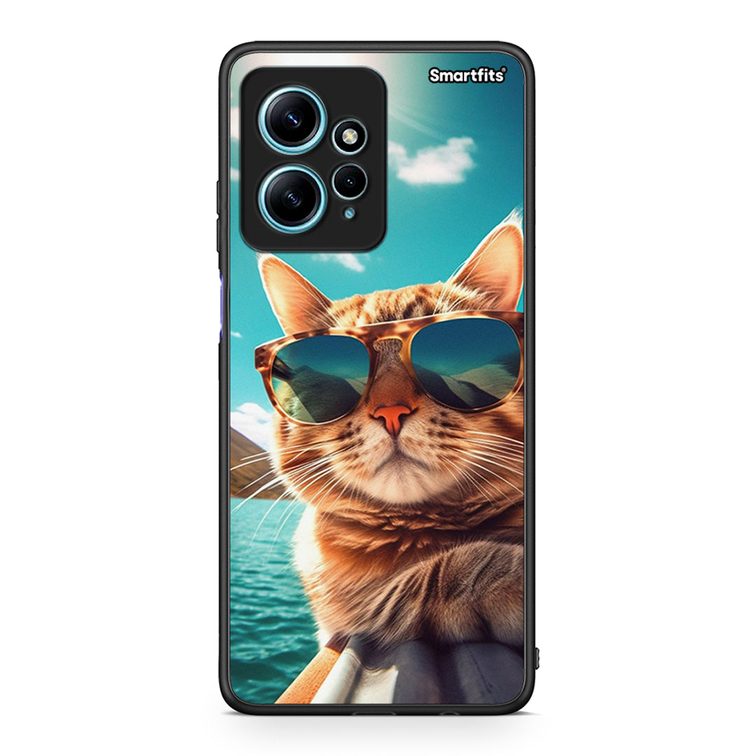 Θήκη Xiaomi Redmi Note 12 4G / Redmi K60 Pro Summer Cat από τη Smartfits με σχέδιο στο πίσω μέρος και μαύρο περίβλημα | Xiaomi Redmi Note 12 4G / Redmi K60 Pro Summer Cat Case with Colorful Back and Black Bezels