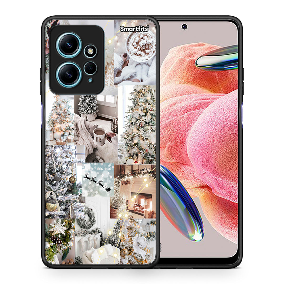 Θήκη Xiaomi Redmi Note 12 4G / Redmi K60 Pro White Christmas από τη Smartfits με σχέδιο στο πίσω μέρος και μαύρο περίβλημα | Xiaomi Redmi Note 12 4G / Redmi K60 Pro White Christmas Case with Colorful Back and Black Bezels