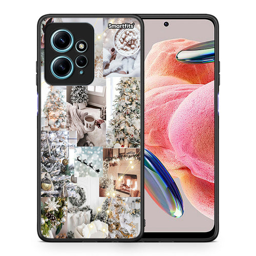 Θήκη Xiaomi Redmi Note 12 4G / Redmi K60 Pro White Christmas από τη Smartfits με σχέδιο στο πίσω μέρος και μαύρο περίβλημα | Xiaomi Redmi Note 12 4G / Redmi K60 Pro White Christmas Case with Colorful Back and Black Bezels