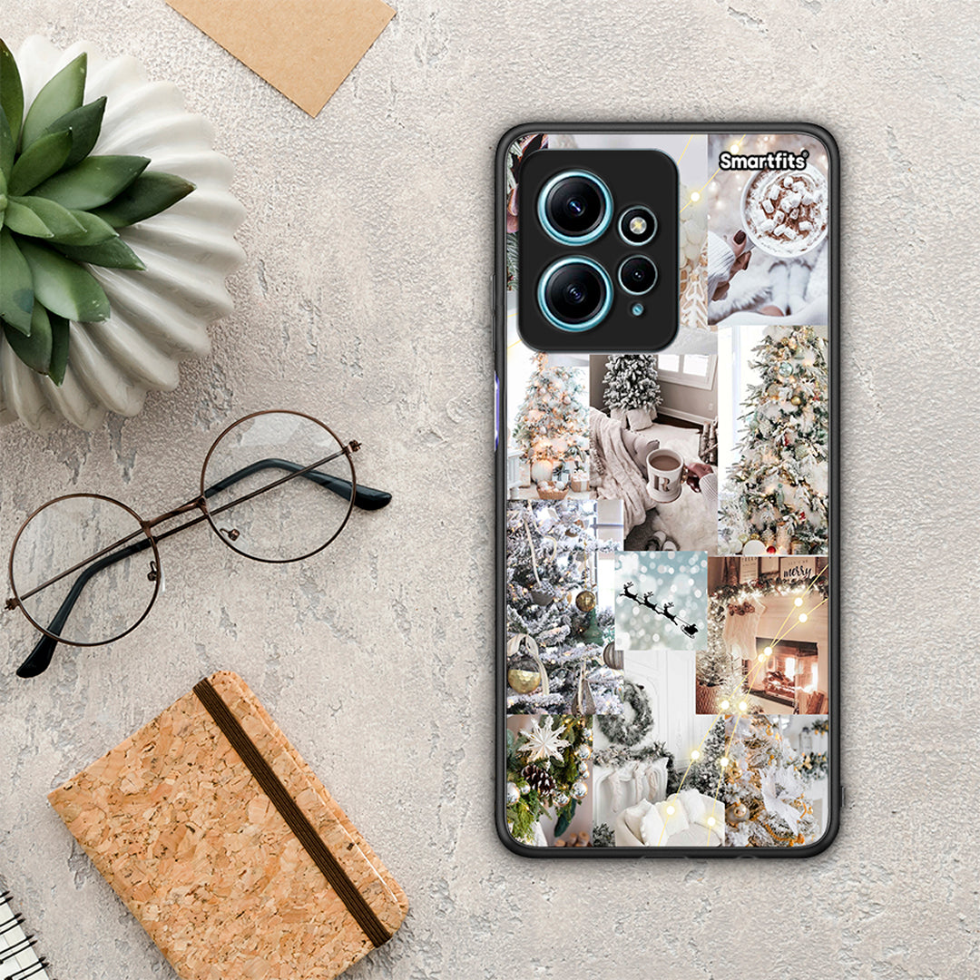 Θήκη Xiaomi Redmi Note 12 4G / Redmi K60 Pro White Christmas από τη Smartfits με σχέδιο στο πίσω μέρος και μαύρο περίβλημα | Xiaomi Redmi Note 12 4G / Redmi K60 Pro White Christmas Case with Colorful Back and Black Bezels