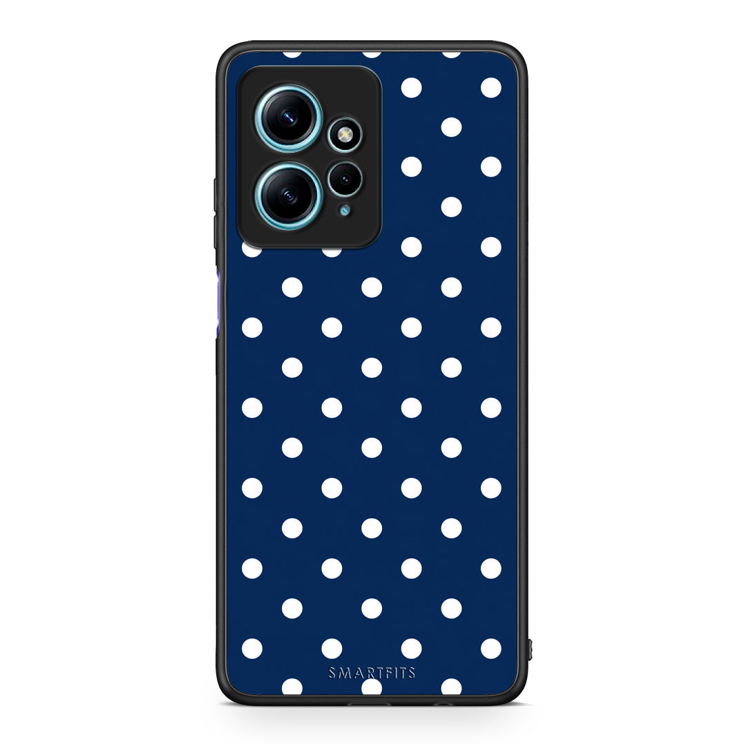 Θήκη Xiaomi Redmi Note 12 4G White Small Polka Dots on Navy από τη Smartfits με σχέδιο στο πίσω μέρος και μαύρο περίβλημα | Xiaomi Redmi Note 12 4G White Small Polka Dots on Navy case with colorful back and black bezels
