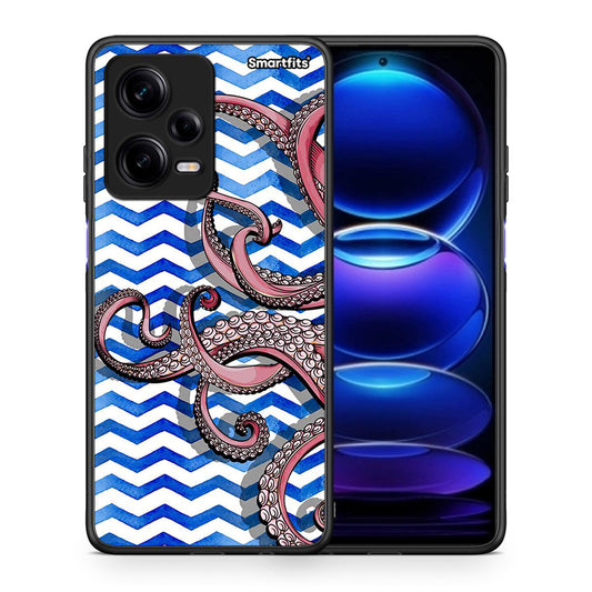 Θήκη Xiaomi Redmi Note 12 Pro 5G Chevron Devilfish από τη Smartfits με σχέδιο στο πίσω μέρος και μαύρο περίβλημα | Xiaomi Redmi Note 12 Pro 5G Chevron Devilfish Case with Colorful Back and Black Bezels