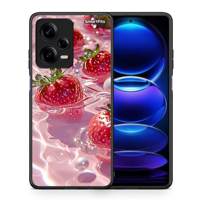 Θήκη Xiaomi Redmi Note 12 Pro 5G Juicy Strawberries από τη Smartfits με σχέδιο στο πίσω μέρος και μαύρο περίβλημα | Xiaomi Redmi Note 12 Pro 5G Juicy Strawberries Case with Colorful Back and Black Bezels