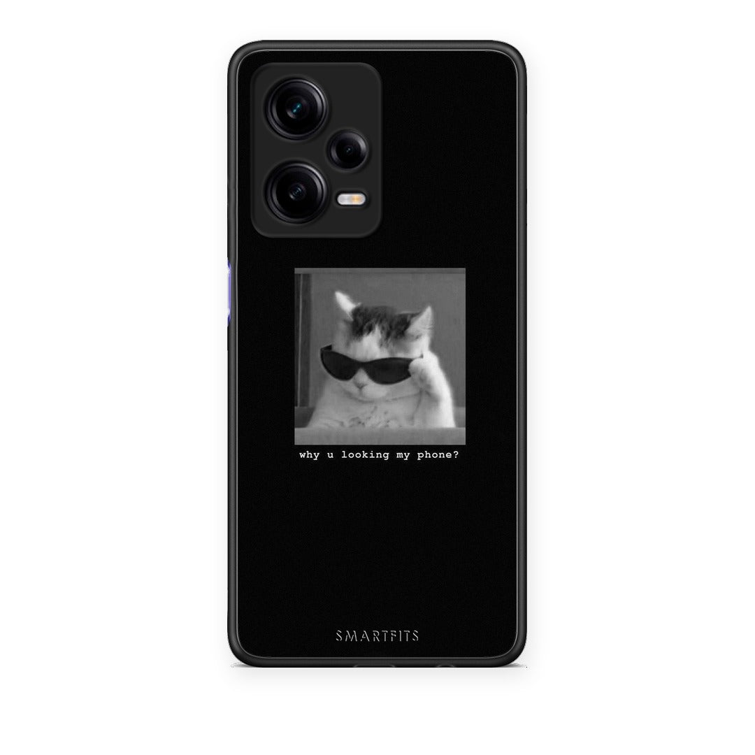 Θήκη Xiaomi Redmi Note 12 Pro 5G Meme Cat από τη Smartfits με σχέδιο στο πίσω μέρος και μαύρο περίβλημα | Xiaomi Redmi Note 12 Pro 5G Meme Cat case with colorful back and black bezels