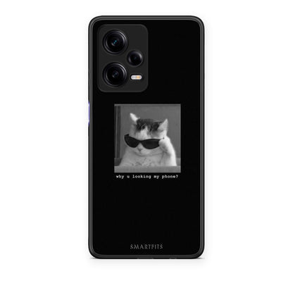 Θήκη Xiaomi Redmi Note 12 Pro 5G Meme Cat από τη Smartfits με σχέδιο στο πίσω μέρος και μαύρο περίβλημα | Xiaomi Redmi Note 12 Pro 5G Meme Cat case with colorful back and black bezels
