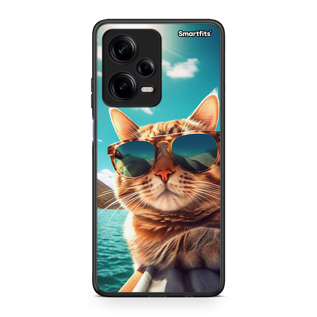 Θήκη Xiaomi Redmi Note 12 Pro 5G Summer Cat από τη Smartfits με σχέδιο στο πίσω μέρος και μαύρο περίβλημα | Xiaomi Redmi Note 12 Pro 5G Summer Cat Case with Colorful Back and Black Bezels