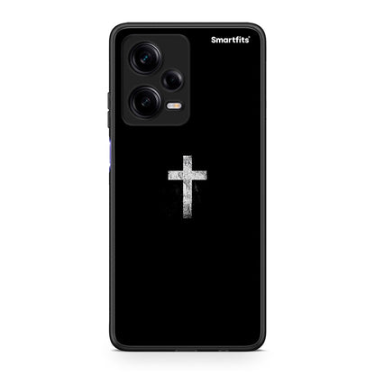 Θήκη Xiaomi Redmi Note 12 Pro 5G White Cross από τη Smartfits με σχέδιο στο πίσω μέρος και μαύρο περίβλημα | Xiaomi Redmi Note 12 Pro 5G White Cross Case with Colorful Back and Black Bezels