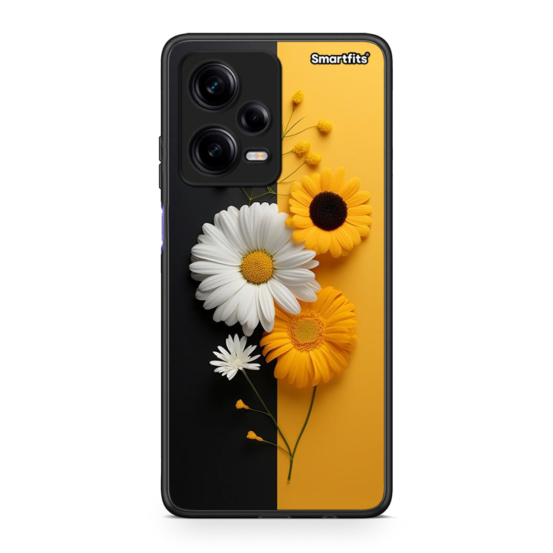 Θήκη Xiaomi Redmi Note 12 Pro 5G Yellow Daisies από τη Smartfits με σχέδιο στο πίσω μέρος και μαύρο περίβλημα | Xiaomi Redmi Note 12 Pro 5G Yellow Daisies Case with Colorful Back and Black Bezels