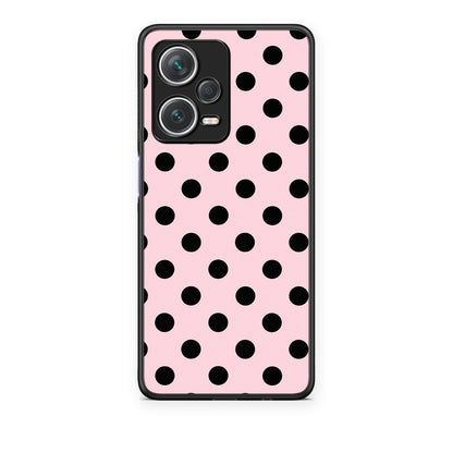 Θήκη Xiaomi Redmi Note 12 Pro+ / 12 Pro Discovery Black Polka Dots on Pink από τη Smartfits με σχέδιο στο πίσω μέρος και μαύρο περίβλημα | Xiaomi Redmi Note 12 Pro+ / 12 Pro Discovery Black Polka Dots on Pink case with colorful back and black bezels