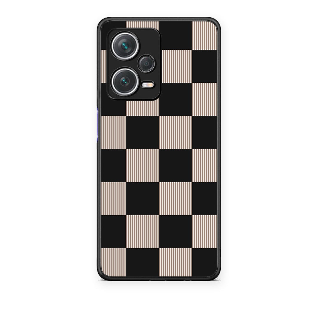 Θήκη Xiaomi Redmi Note 12 Pro+ / 12 Pro Discovery Black and Taupe Striped Checks από τη Smartfits με σχέδιο στο πίσω μέρος και μαύρο περίβλημα | Xiaomi Redmi Note 12 Pro+ / 12 Pro Discovery Black and Taupe Striped Checks case with colorful back and black bezels