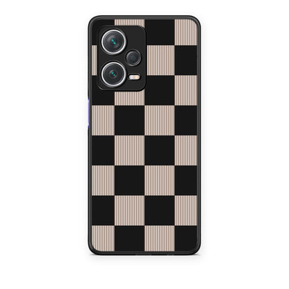 Θήκη Xiaomi Redmi Note 12 Pro+ / 12 Pro Discovery Black and Taupe Striped Checks από τη Smartfits με σχέδιο στο πίσω μέρος και μαύρο περίβλημα | Xiaomi Redmi Note 12 Pro+ / 12 Pro Discovery Black and Taupe Striped Checks case with colorful back and black bezels