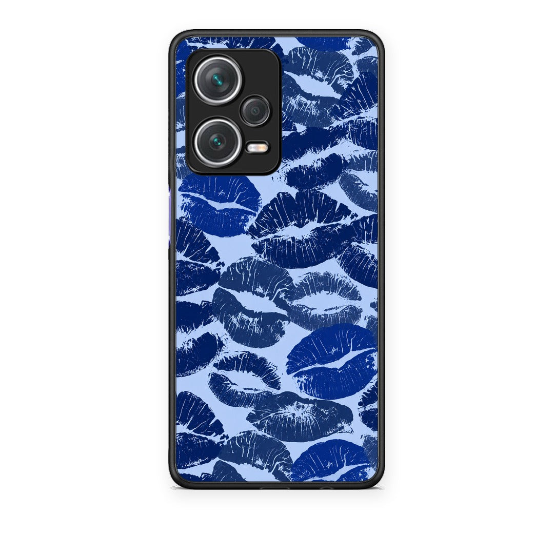 Θήκη Xiaomi Redmi Note 12 Pro+ / 12 Pro Discovery Blue Lipstick Kisses από τη Smartfits με σχέδιο στο πίσω μέρος και μαύρο περίβλημα | Xiaomi Redmi Note 12 Pro+ / 12 Pro Discovery Blue Lipstick Kisses case with colorful back and black bezels
