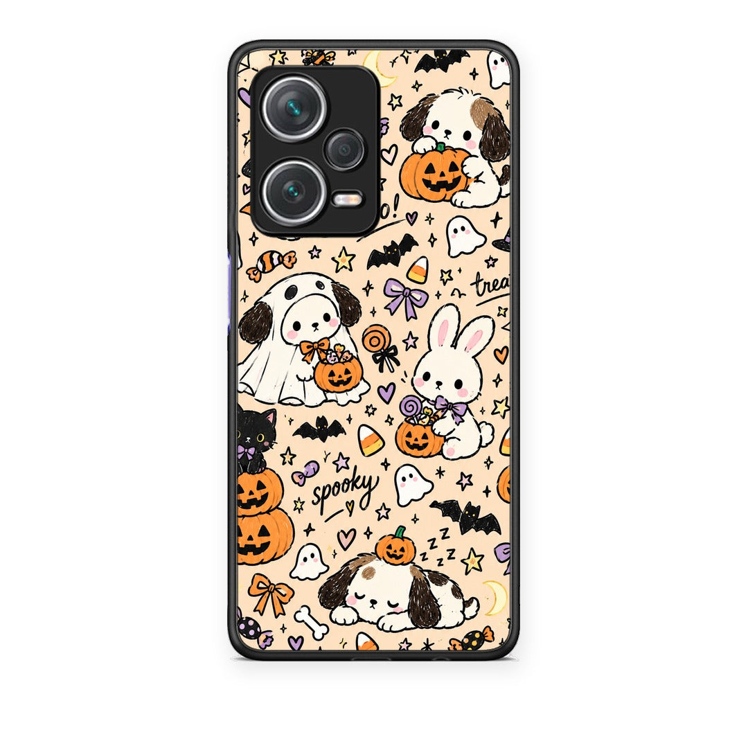 Θήκη Xiaomi Redmi Note 12 Pro+ / 12 Pro Discovery Halloween Puppies and Friends on Cream από τη Smartfits με σχέδιο στο πίσω μέρος και μαύρο περίβλημα | Xiaomi Redmi Note 12 Pro+ / 12 Pro Discovery Halloween Puppies and Friends on Cream case with colorful back and black bezels