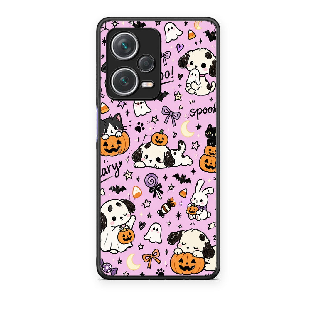 Θήκη Xiaomi Redmi Note 12 Pro+ / 12 Pro Discovery Halloween Puppies and Friends on Lilac από τη Smartfits με σχέδιο στο πίσω μέρος και μαύρο περίβλημα | Xiaomi Redmi Note 12 Pro+ / 12 Pro Discovery Halloween Puppies and Friends on Lilac case with colorful back and black bezels