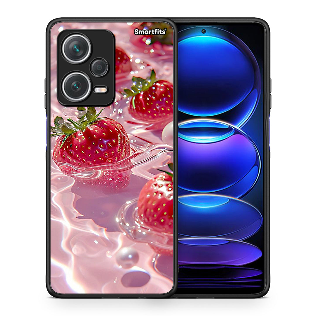 Θήκη Xiaomi Redmi Note 12 Pro+ / 12 Pro Discovery Juicy Strawberries από τη Smartfits με σχέδιο στο πίσω μέρος και μαύρο περίβλημα | Xiaomi Redmi Note 12 Pro+ / 12 Pro Discovery Juicy Strawberries case with colorful back and black bezels