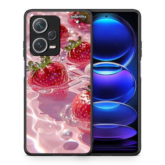 Θήκη Xiaomi Redmi Note 12 Pro+ / 12 Pro Discovery Juicy Strawberries από τη Smartfits με σχέδιο στο πίσω μέρος και μαύρο περίβλημα | Xiaomi Redmi Note 12 Pro+ / 12 Pro Discovery Juicy Strawberries case with colorful back and black bezels